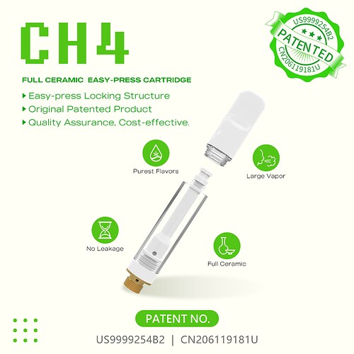 BUDTANK CH4 Full Ceramic Easy-Press Cartridge