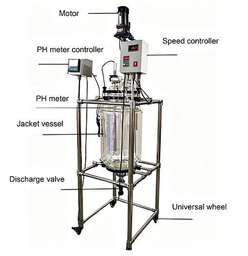 jacket glass reactor with PH meter