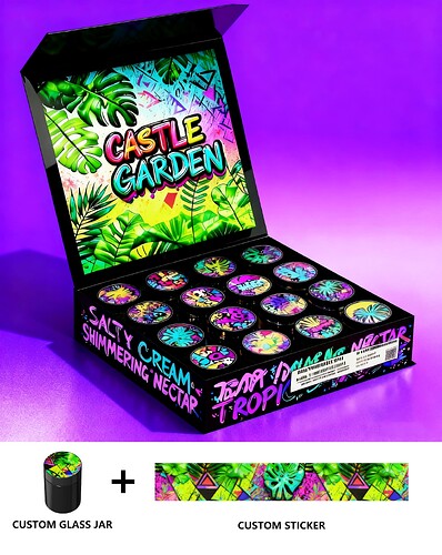 Concentration packaging (glass jar + custom sticker)