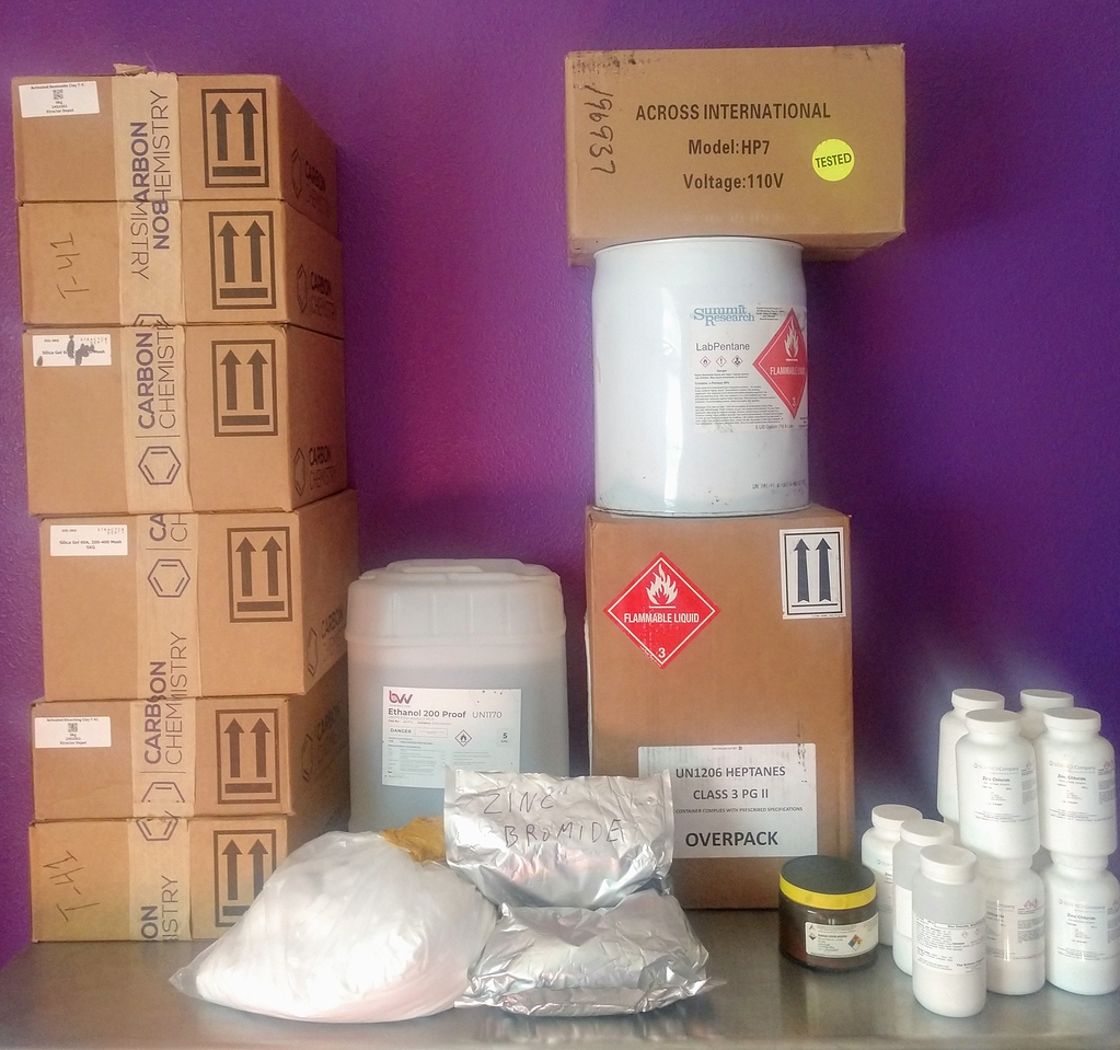 Chemicals and solvents for sale Zinc bromide, zinc chloride, heptane