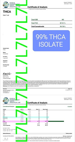 99.9% THCA ISOLATE COA- HEMP LEGAL