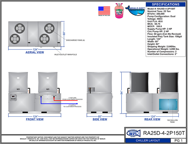 Specs of Whaley Chiller - RA25D-4-2P150T