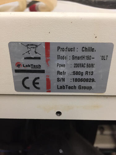 LabTech Chiller - Model - Serial Number - 003