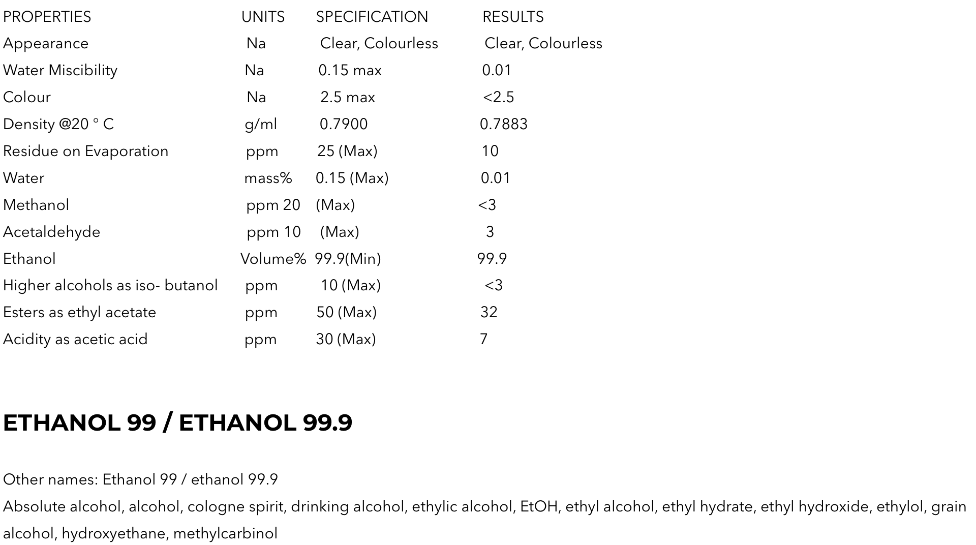 C 99 Ethanol