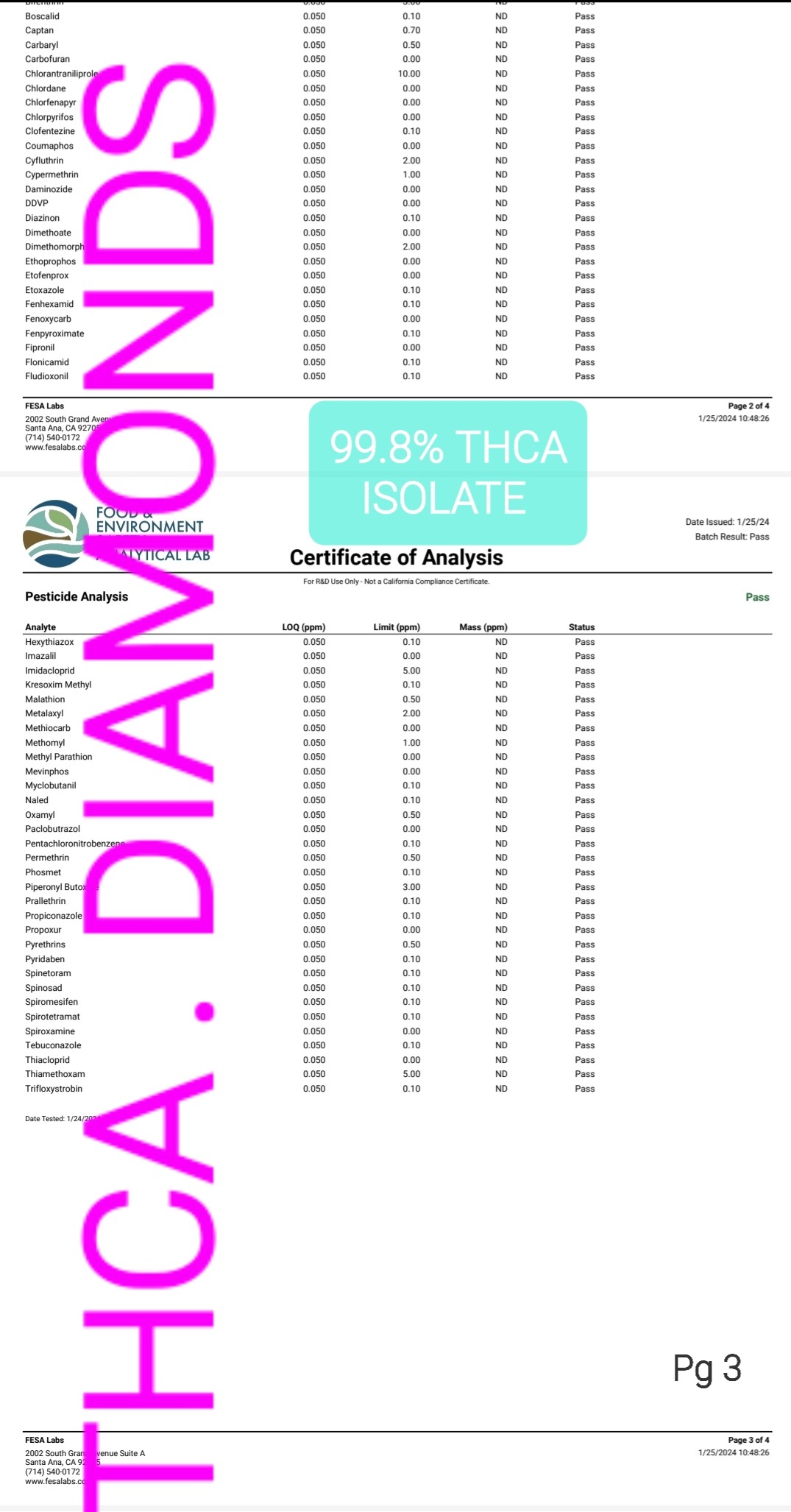 THCA ISOLATE COA 99.8% CAT3 HEMP LEGAL  Pg3