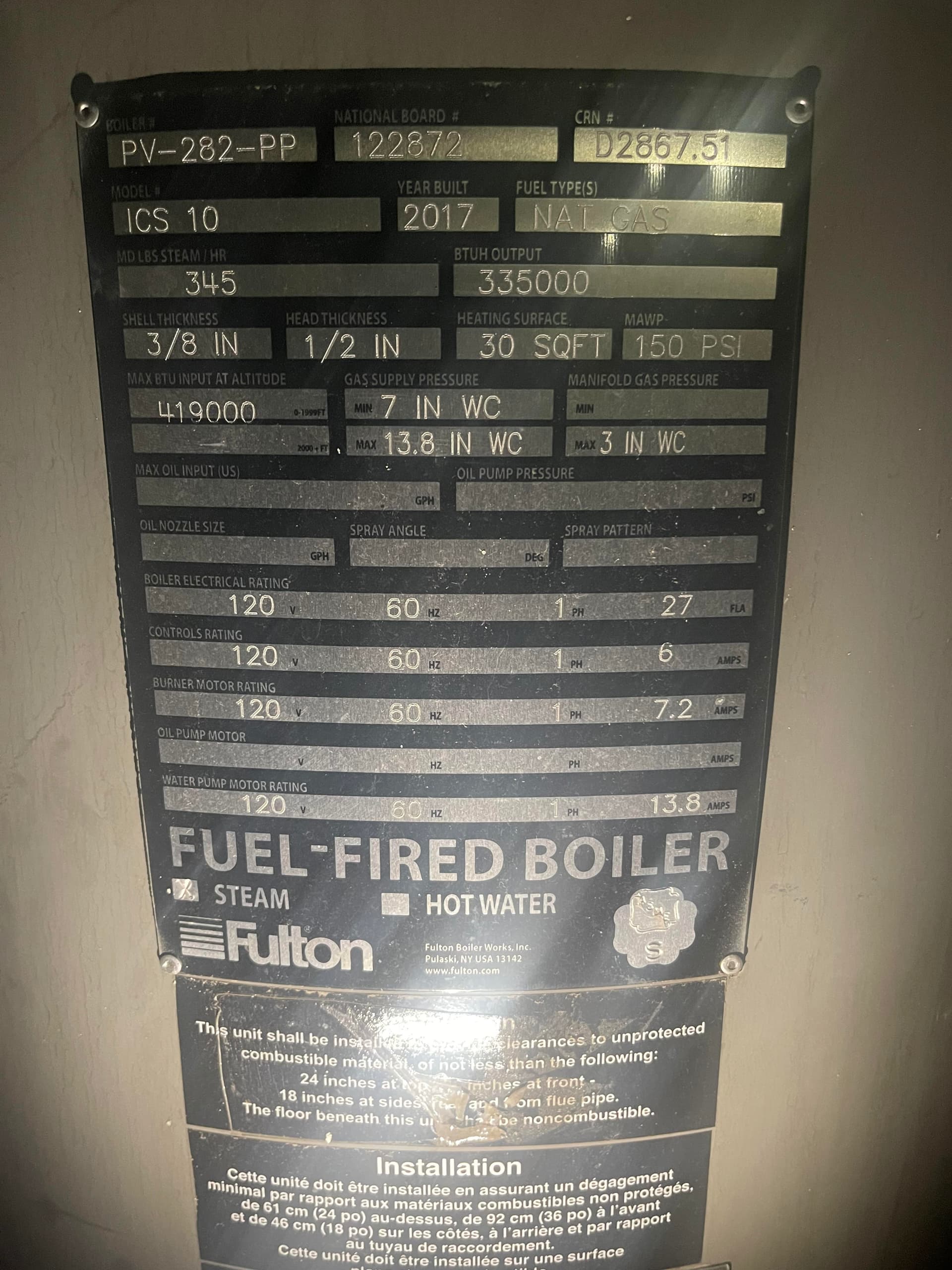 [SOLD] Fulton ISC 10 High Pressure Steam Boiler For Sale Equipment