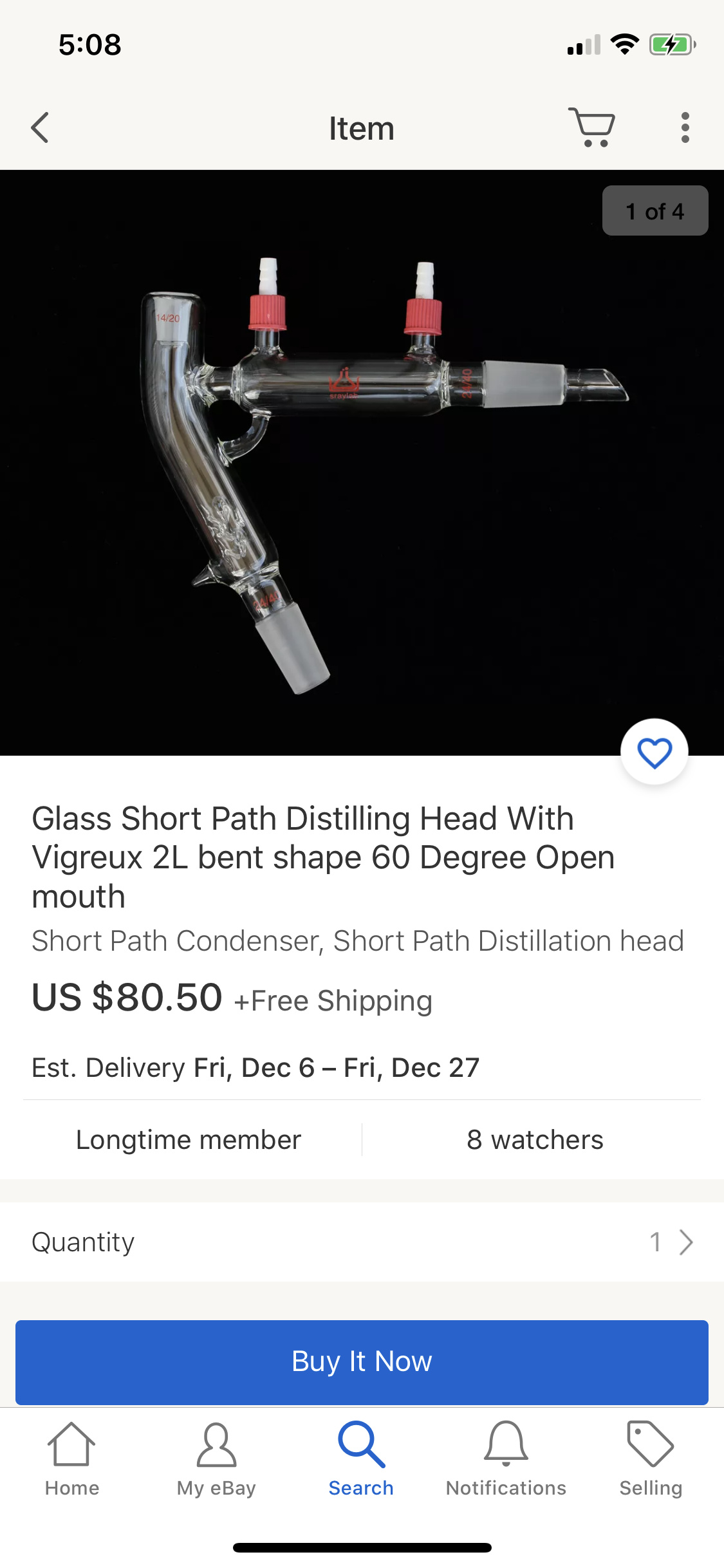 Glass Short Path Distillation Head 2L with Vigreux 60 Degree Open Mouth